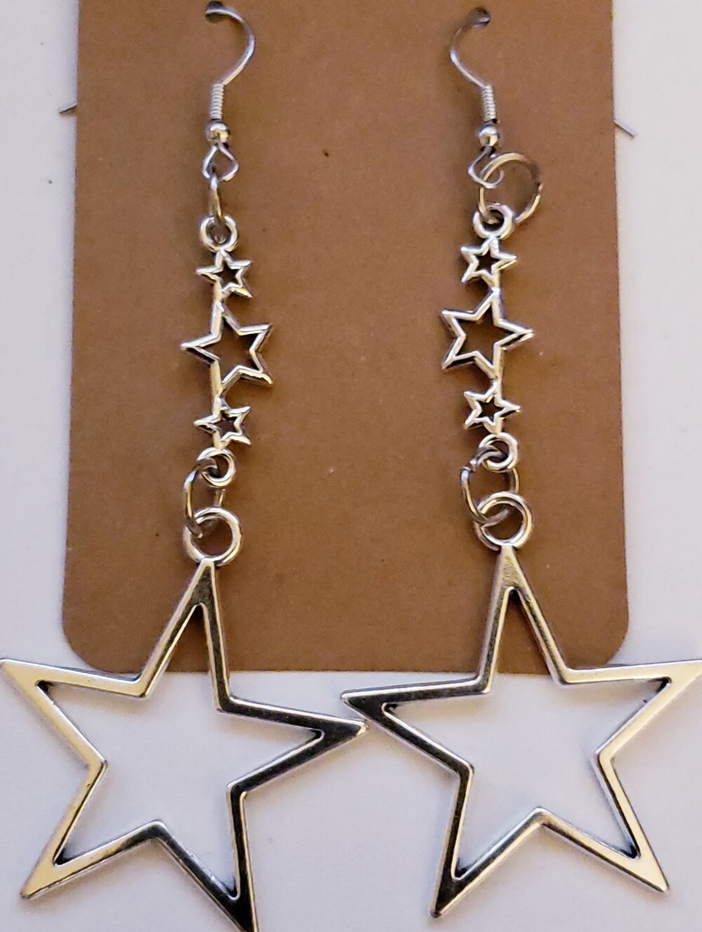 Handmade Silver Metal Star Earrings